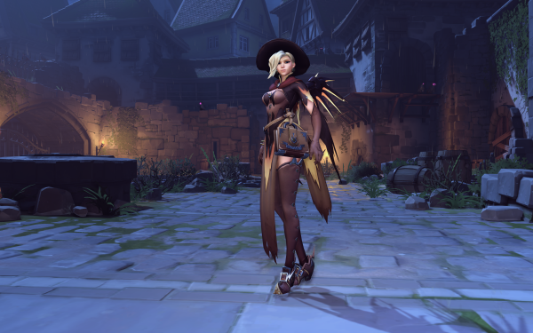 Video Game Overwatch Halloween Mercy HD Wallpaper | Background Image