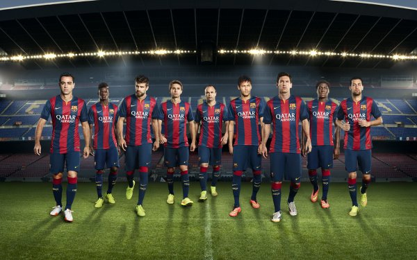 Sports FC Barcelona Soccer Club Andrés Iniesta Neymar Gerard Pique Xavier Hernandez Camp Nou Lionel Messi HD Wallpaper | Background Image