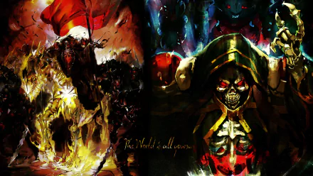 Ainz Ooal Gown from the anime Overlord commands the scene in this vibrant HD wallpaper, showcasing a powerful presence and dark fantasy elements.