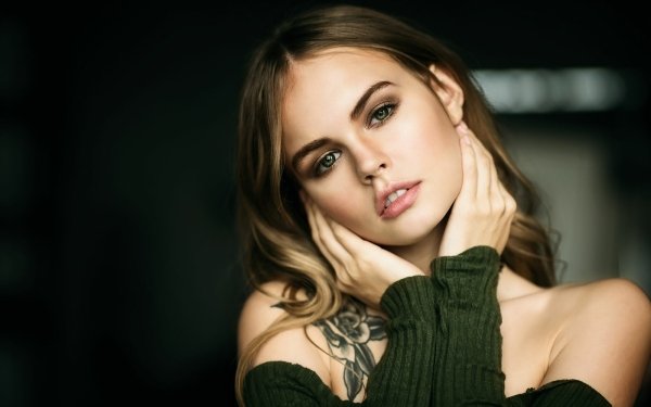 Women Anastasiya Scheglova Model Brunette Green Eyes Tattoo HD Wallpaper | Background Image