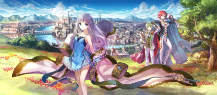 A captivating HD anime wallpaper from She Professed Herself Pupil of the Wise Man, featuring a mystical landscape and characters in vibrant attire against a scenic backdrop.