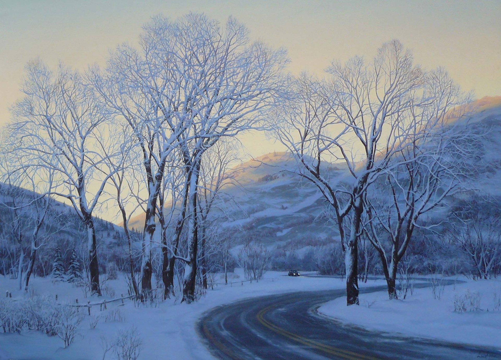 Download Snow Winter Tree Man Made Road HD Wallpaper | 1920x1378 ...