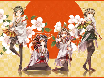 Haruna (Kancolle) Kirishima (Kancolle) Hiei (Kancolle) Kongou (Kancolle) Anime Kantai Collection HD Desktop Wallpaper | Background Image