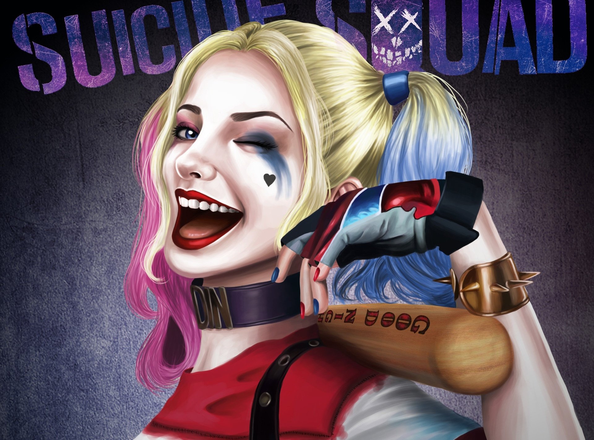 Download Two-toned Hair Face Wink Smile Lipstick DC Comics Harley Quinn ...