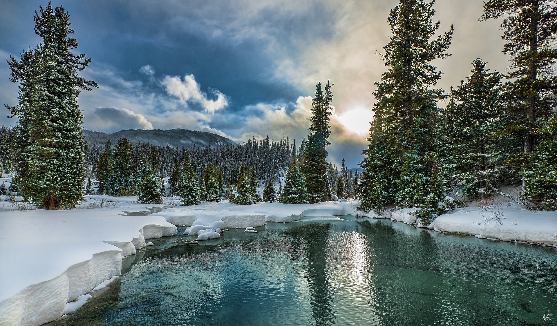 Download Snow Forest Tree Lake Banff National Park Nature Winter HD Wallpaper by Alexander Gubski