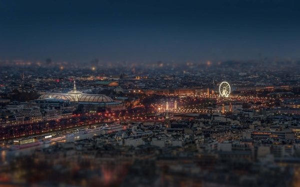 Man Made Paris Cities France Cityscape Night Tilt Shift HD Wallpaper | Background Image
