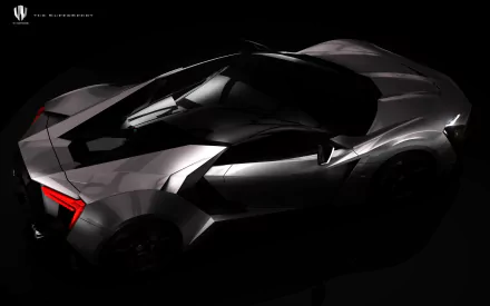 A sleek Lykan HyperSport vehicle captured in a high-definition PC desktop wallpaper, highlighting its sharp contours and futuristic design against a dark background.