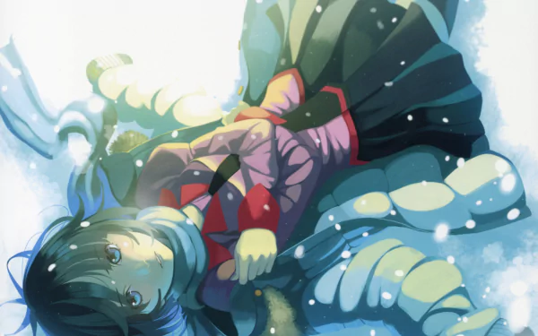 4K Ultra HD PC desktop wallpaper featuring Hitagi Senjōgahara from the Monogatari series in a serene, softly lit anime style.