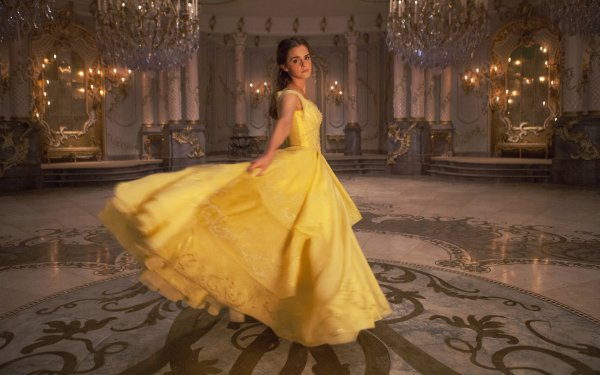Movie Beauty And The Beast (2017) Emma Watson Ballroom Belle Yellow Dress HD Wallpaper | Background Image
