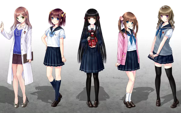 Nunokawa Riria Minobe Kanae Kurokami Toe Hinagata Mayu Harumiya Tsubakiko video game Iwaihime HD Desktop Wallpaper | Background Image