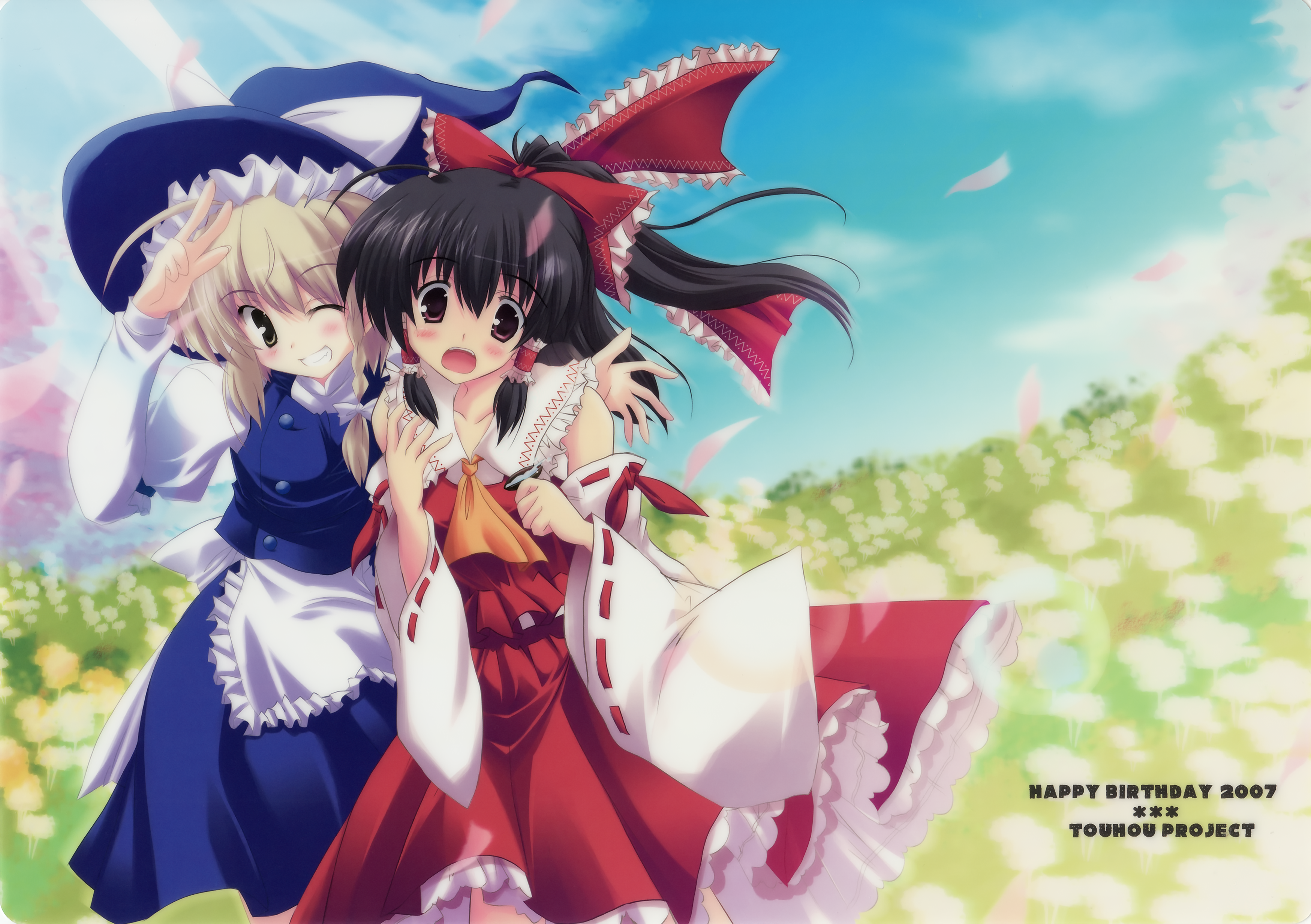 Download Reimu Hakurei Marisa Kirisame Anime Touhou HD Wallpaper