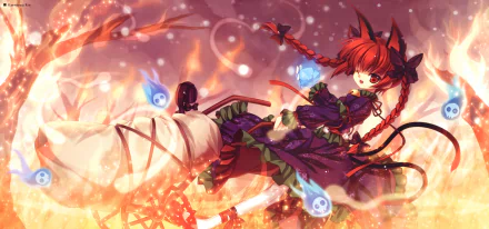 Rin Kaenbyou Anime Touhou HD Desktop Wallpaper | Background Image