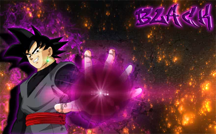 Anime-themed HD desktop wallpaper featuring a character from Dragon Ball Super, showcasing a dynamic pose with a powerful energy sphere against a vibrant cosmic background.