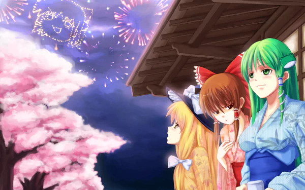 Marisa Kirisame Reimu Hakurei Sanae Kochiya Anime Touhou HD Desktop Wallpaper | Background Image