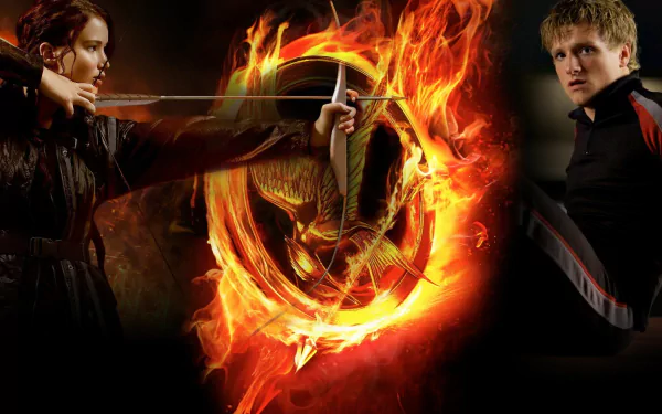 Josh Hutcherson Peeta Mellark Jennifer Lawrence Katniss Everdeen movie The Hunger Games HD Desktop Wallpaper | Background Image