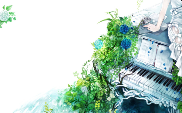 Anime Music Piano White HD Wallpaper | Background Image