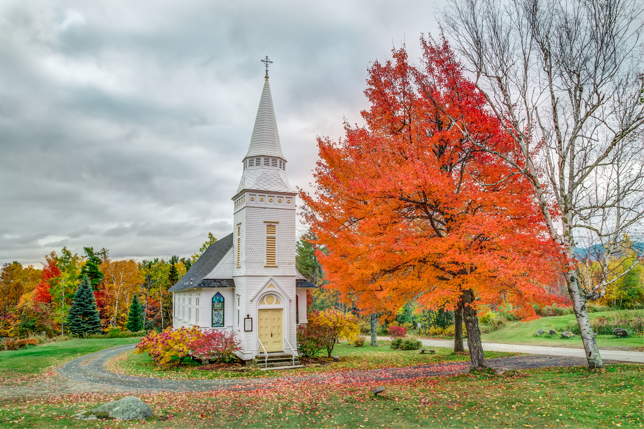Chapel in Massachusetts in Autumn by davetrono