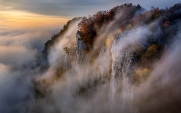 Earth Cliff Nature Fog HD Wallpaper | Background Image