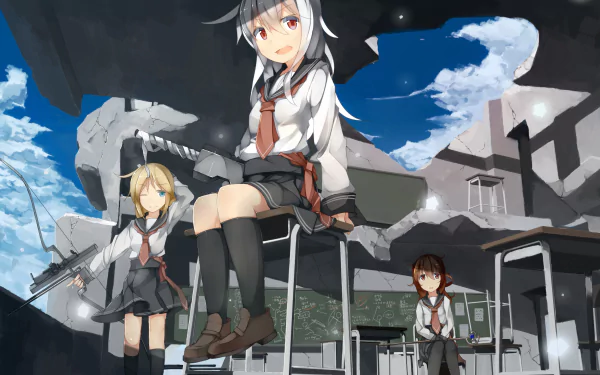 bow school Anime girl anime girl HD Desktop Wallpaper | Background Image