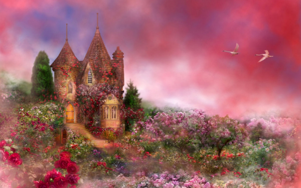 Artistic Castle Castles Colors Colorful Garden Flower HD Wallpaper | Background Image