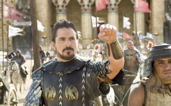Christian Bale in character from the movie Exodus: Gods and Kings, featured in an HD PC desktop wallpaper and background.