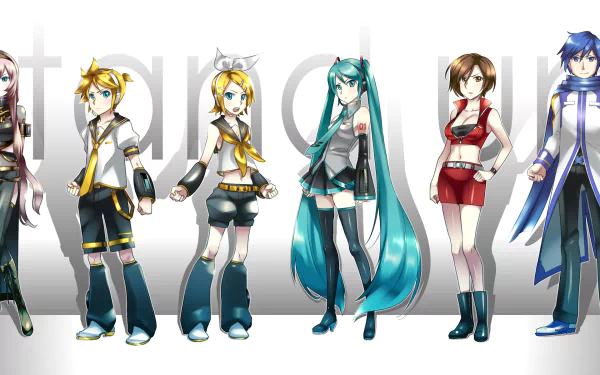 Luka Megurine Len Kagamine Rin Kagamine Kaito (Vocaloid) Meiko (Vocaloid) Hatsune Miku Anime Vocaloid HD Desktop Wallpaper | Background Image