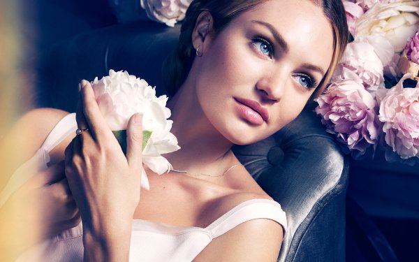 Women Candice Swanepoel Models South Africa Model South African Blue Eyes Brunette Face Flower HD Wallpaper | Background Image