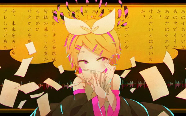 Rin Kagamine Anime Vocaloid HD Desktop Wallpaper | Background Image