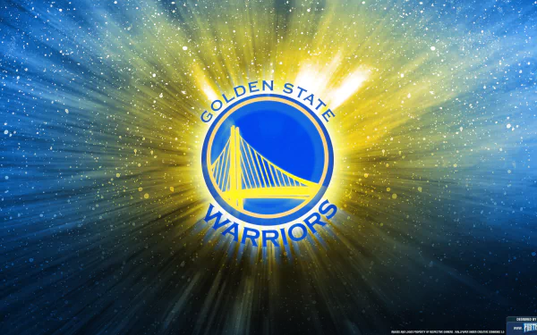 HD desktop wallpaper featuring the Golden State Warriors logo with a radiant blue background.