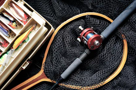  Fishing Rod, Reel, Tackle, Lures and Fishing Net