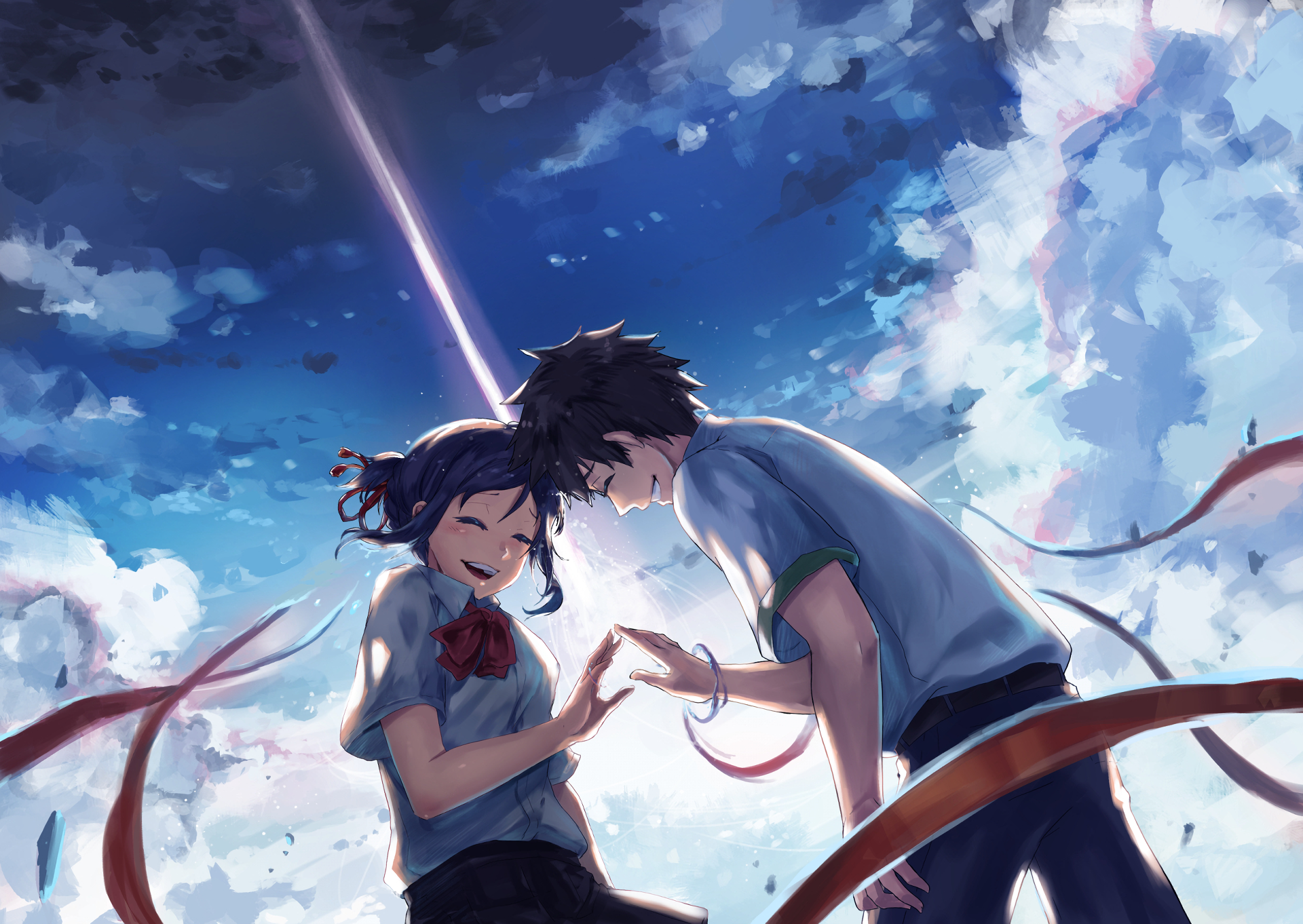 Anime Your Name. Mitsuha Miyamizu Taki Tachibana Kimi No Na Wa. Wallpaper |  Kimi no na wa wallpaper, Kimi no na wa, Anime wallpaper