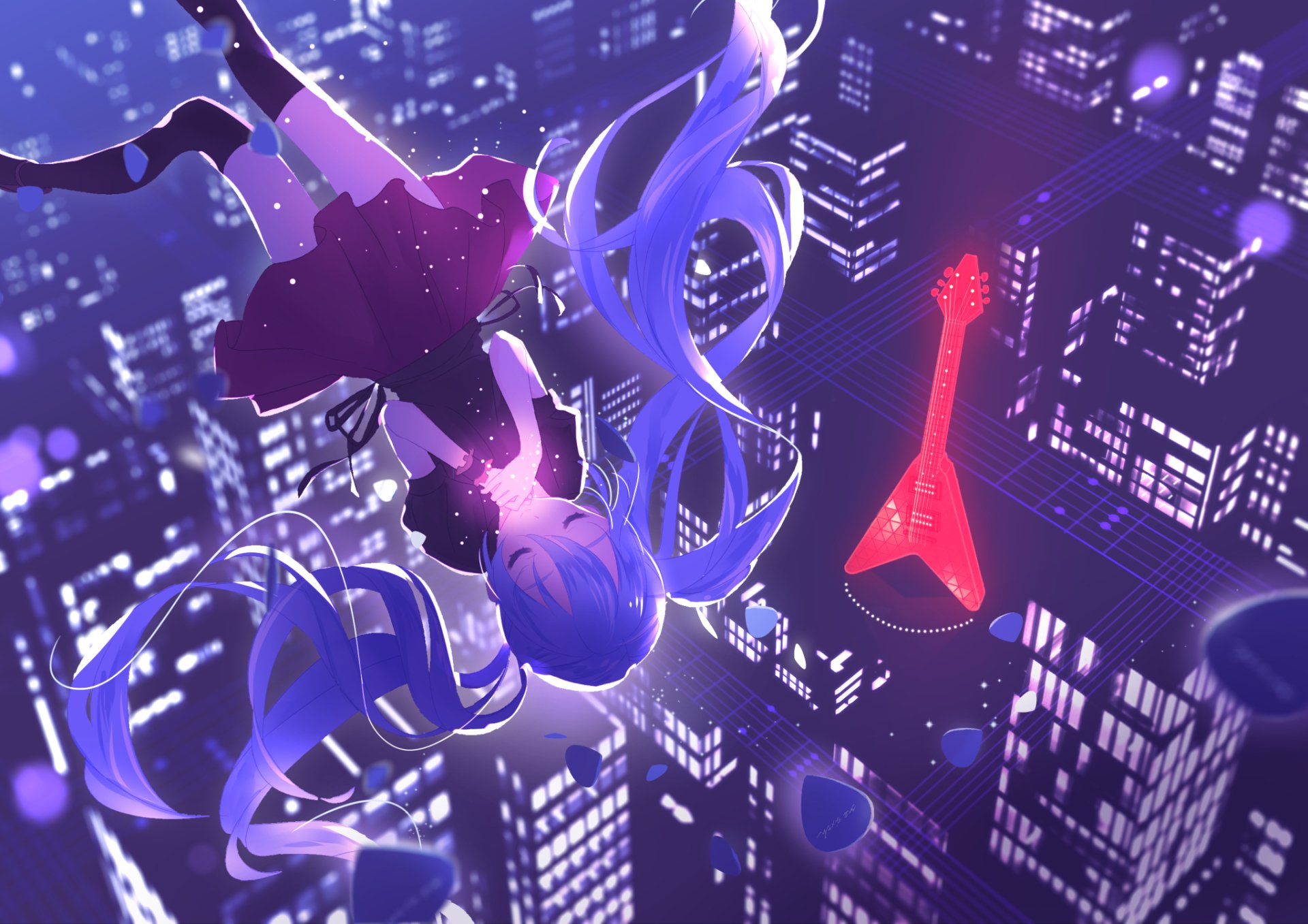 Hatsune Miku HD Wallpaper – Dynamic Vocaloid Anime Nightscape ...