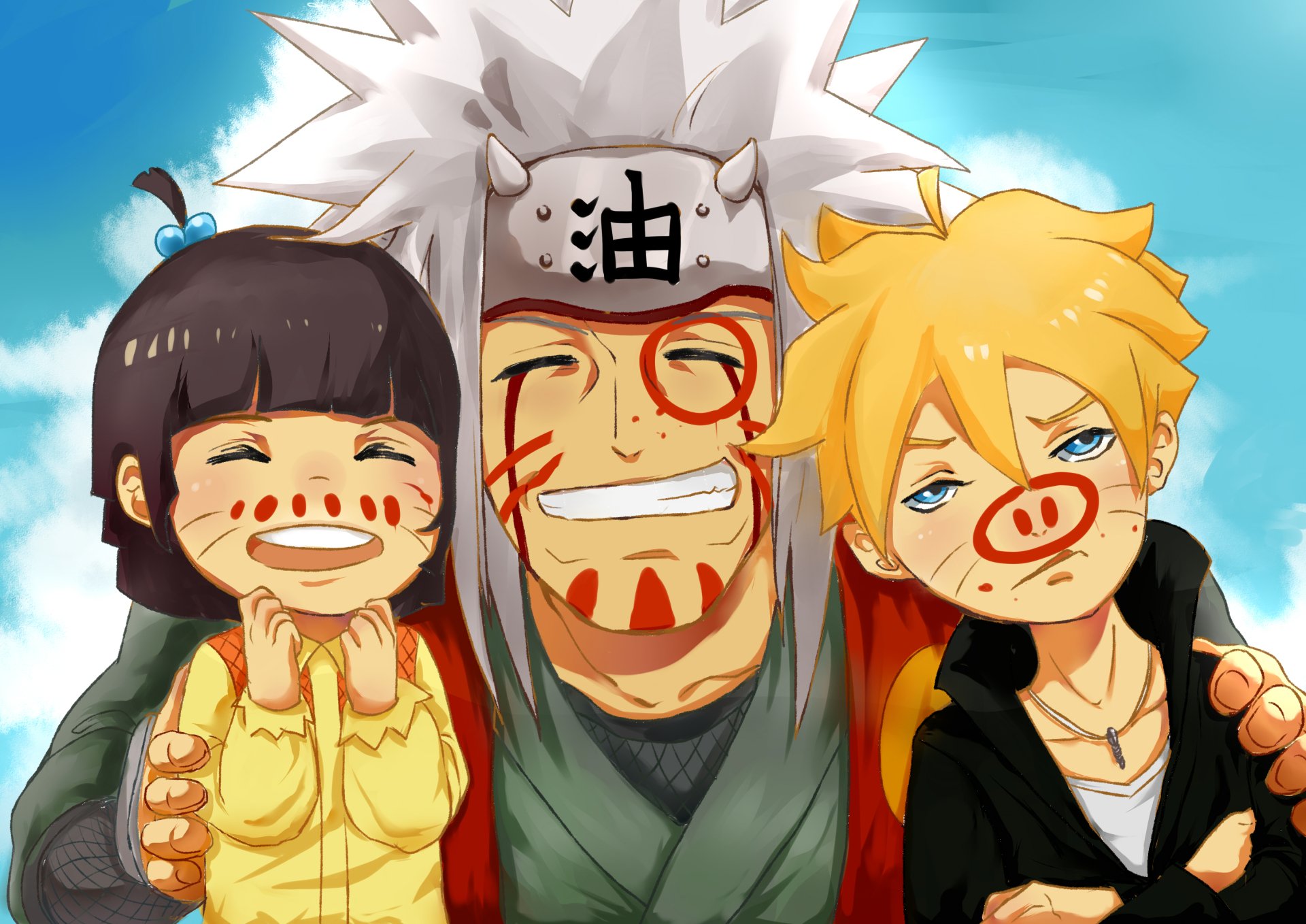 Jiraiya with Himawari and Boruto - HD Anime Wallpaper