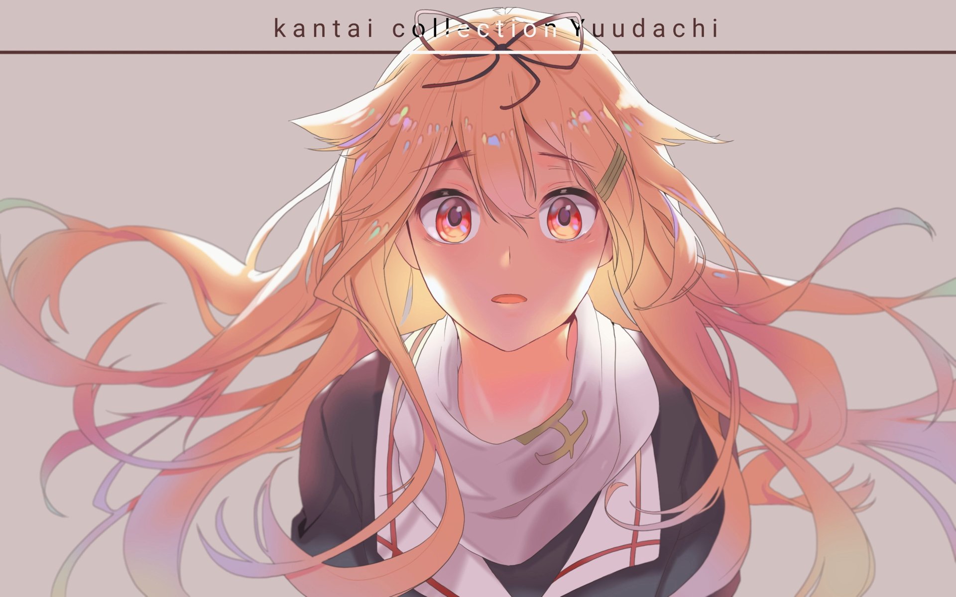 Anime-style illustration of Yuudachi from Kantai Collection, featuring soft lighting and detailed hair, designed as a 4K Ultra HD PC desktop wallpaper.