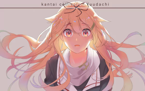 Anime-style illustration of Yuudachi from Kantai Collection, featuring soft lighting and detailed hair, designed as a 4K Ultra HD PC desktop wallpaper.
