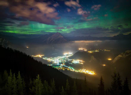 sky mountain light valley night aurora australis photography landscape HD Desktop Wallpaper | Background Image