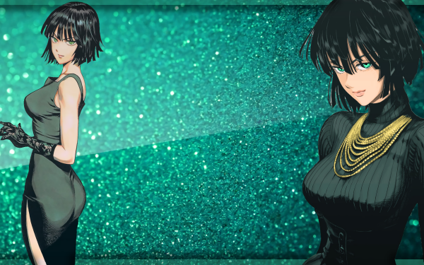 Anime One-Punch Man Fubuki Green Eyes Black Hair Short Hair Dress Green Dress Glove Necklace HD Wallpaper | Background Image