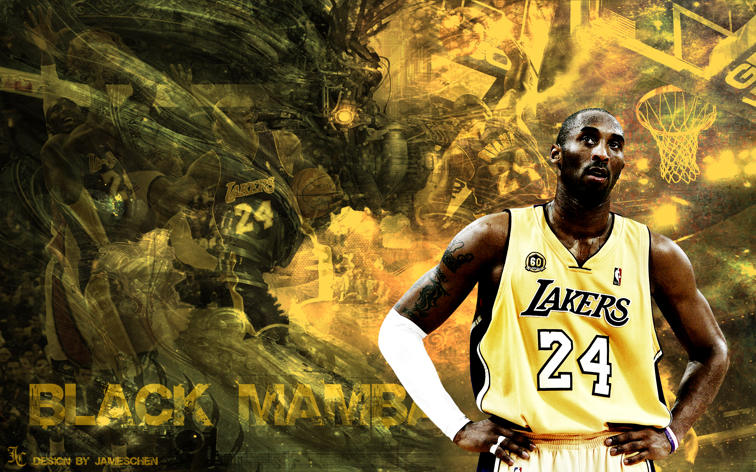 Kobe Bryant Dunk Motion Lakers Black Mamba Art Poster – 20x30 Inches