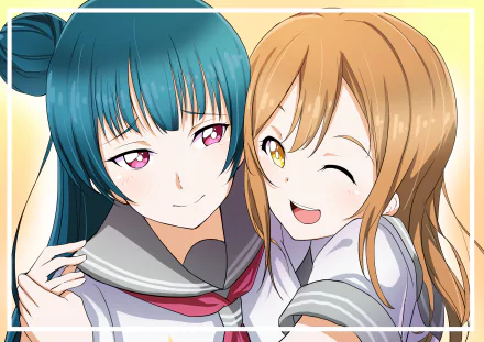 Hanamaru Kunikida Yoshiko Tsushima Anime Love Live! Sunshine!! HD Desktop Wallpaper | Background Image