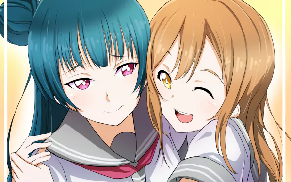 Hanamaru Kunikida Yoshiko Tsushima Anime Love Live! Sunshine!! HD Desktop Wallpaper | Background Image