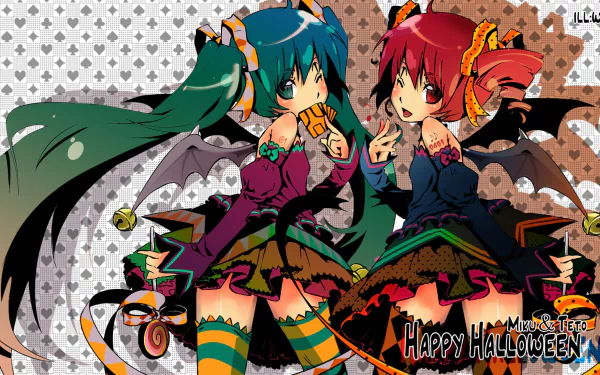Kasane Teto Hatsune Miku Vocaloid Utau Anime crossover HD Desktop Wallpaper | Background Image