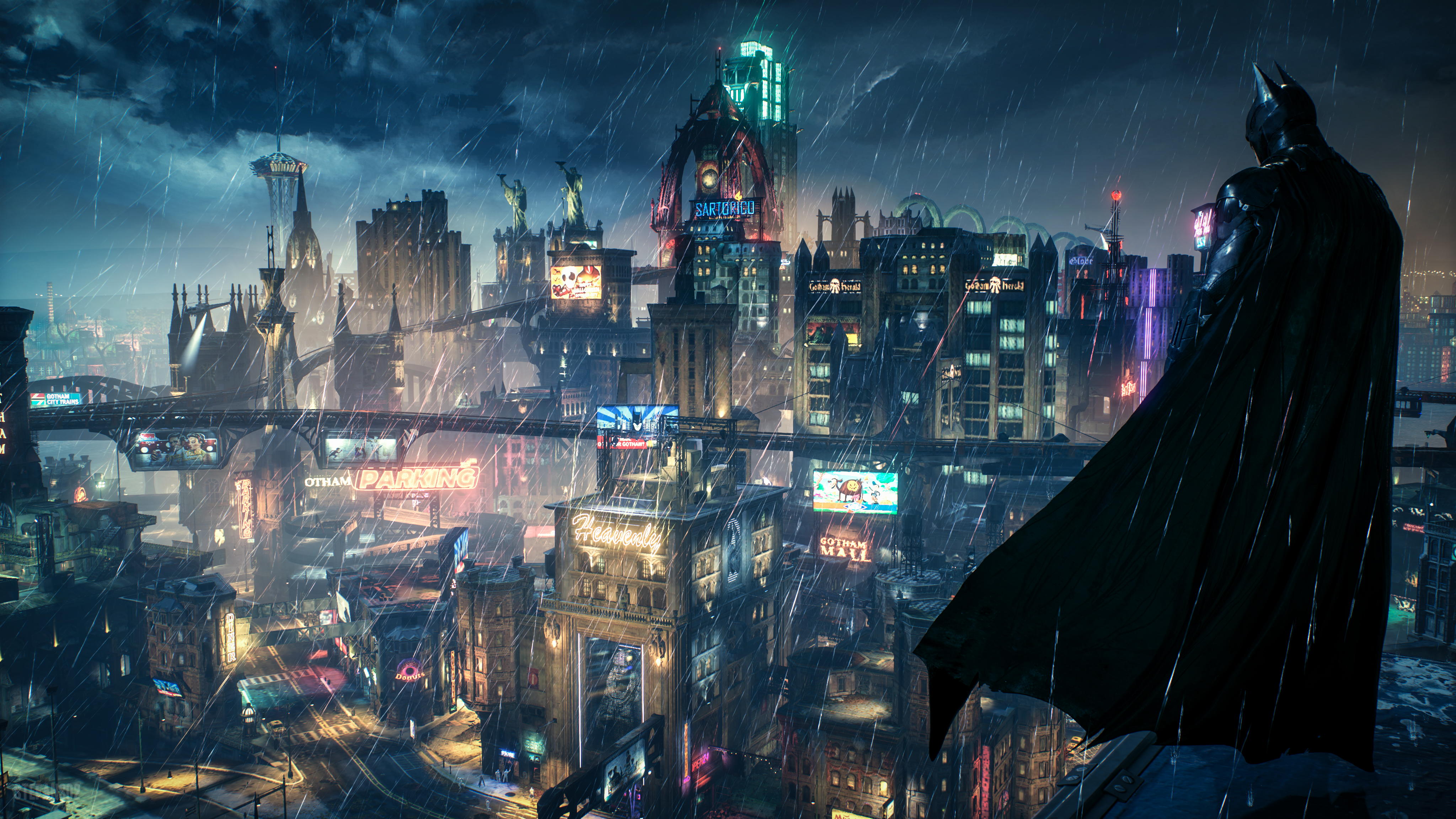 Batman Arkham Knight Looking Over 4k Ultra Hd Wallpaper