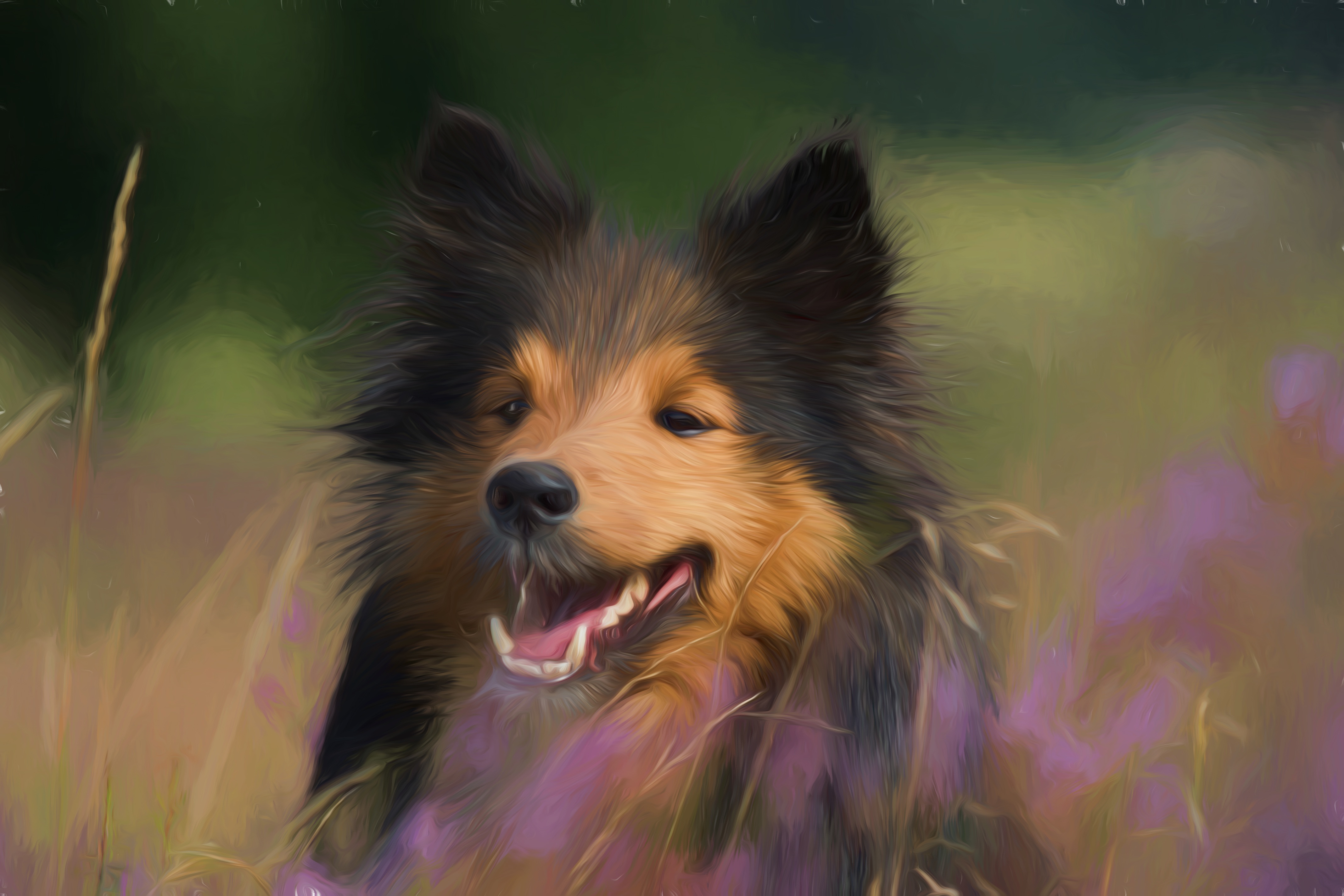 Shetland Sheepdog or Sheltie, done with an oil paint fillter by Hans Benn