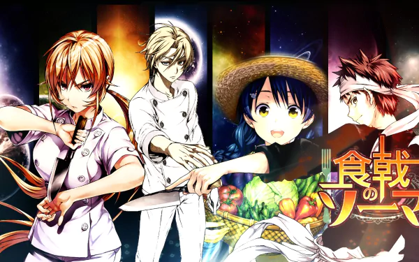 Takumi Aldini Megumi Tadokoro Sōma Yukihira Erina Nakiri Anime Food Wars: Shokugeki no Soma HD Desktop Wallpaper | Background Image