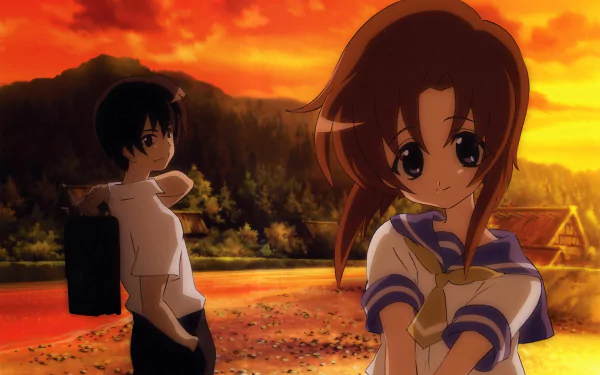 Rena Ryūgū Maebara Keiichi Anime Higurashi When They Cry HD Desktop Wallpaper | Background Image