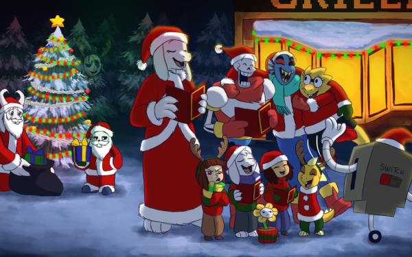 Video Game Undertale Toriel Asriel Flowey Papyrus Sans Frisk Chara Undyne Alphys Monster Kid Mettaton Asgore Gaster Christmas HD Wallpaper | Background Image