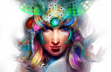 blue eyes colorful artistic face HD Desktop Wallpaper | Background Image