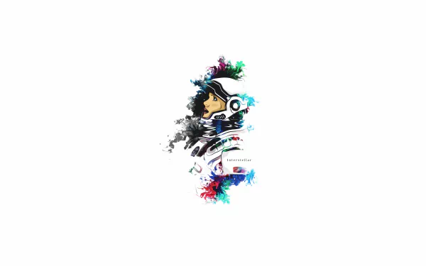 HD desktop wallpaper featuring an artistic depiction of a character in a spacesuit from the movie Interstellar with vibrant, colorful accents.