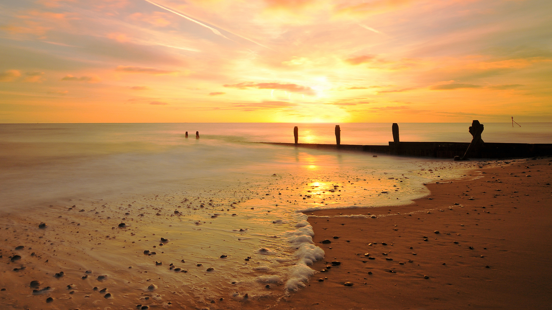 Download Horizon Sea Ocean Beach Nature Sunset HD Wallpaper