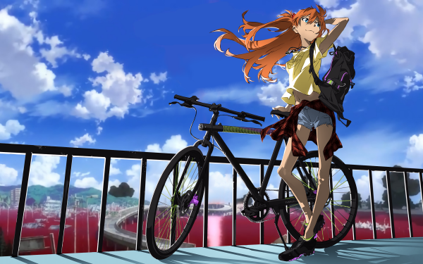 Anime Neon Genesis Evangelion Evangelion Asuka Langley Sohryu Bike HD Wallpaper | Hintergrund
